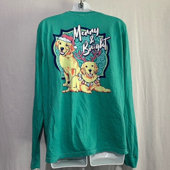 Benny & Belle Teal Long Sleeve Dog Tee Women's Large - Picture 3 of 4